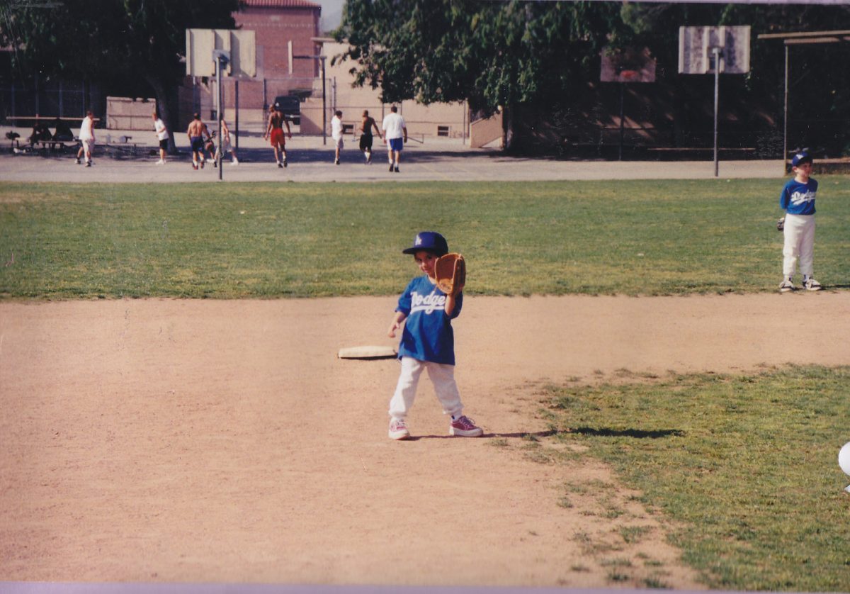 TEEBALL: Above, Taylor 12 poses in her Dodgers team uniform from way back when. Photo courtesy of Taylor
