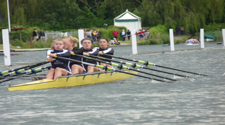 ROW ON: Catherine ’12 rows at the Henley Women’s Regatta for CYC on the Varisty 4x team in England