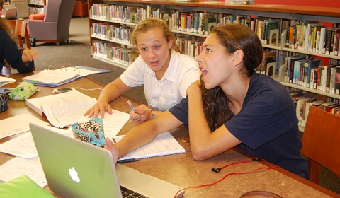 Zoë 15 and Megan 15 get talkative in the ARC. Photo by Haley 15