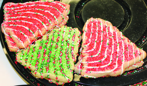 The bright colors of holiday cookies spruce up the atmosphere by simply being there and also taste delicious! Photo by Caroline 13.