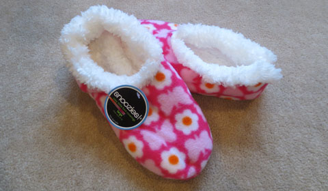 These fluffy slippers come in lots of fun patterns! Photo by Margaret '15.