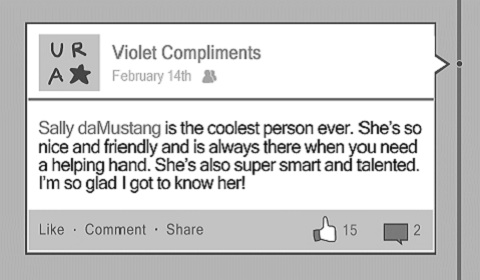 Marlborough girls have started posting messages to Violet Compliments, a Facebook page dedicated to making fellow students feel good! Graphic by Kai '13.