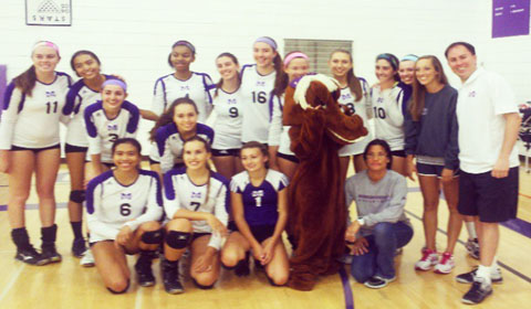 Varsity volleyball contributed to Marlborough's #PurplePower day. Photo by Lori '14. 