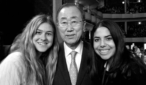 Annie '16 and Christina '16 met UN Secretary-General Ban Ki-Moon Photo by Annie '16