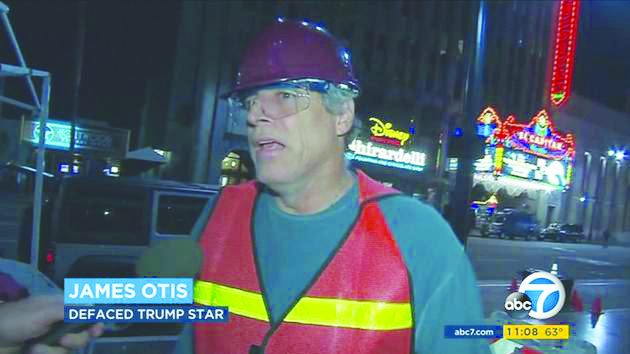 James Otis sledgehammered Donald Trumps star on the Hollywood Walk of Fame. Courtesy of ABC News. 