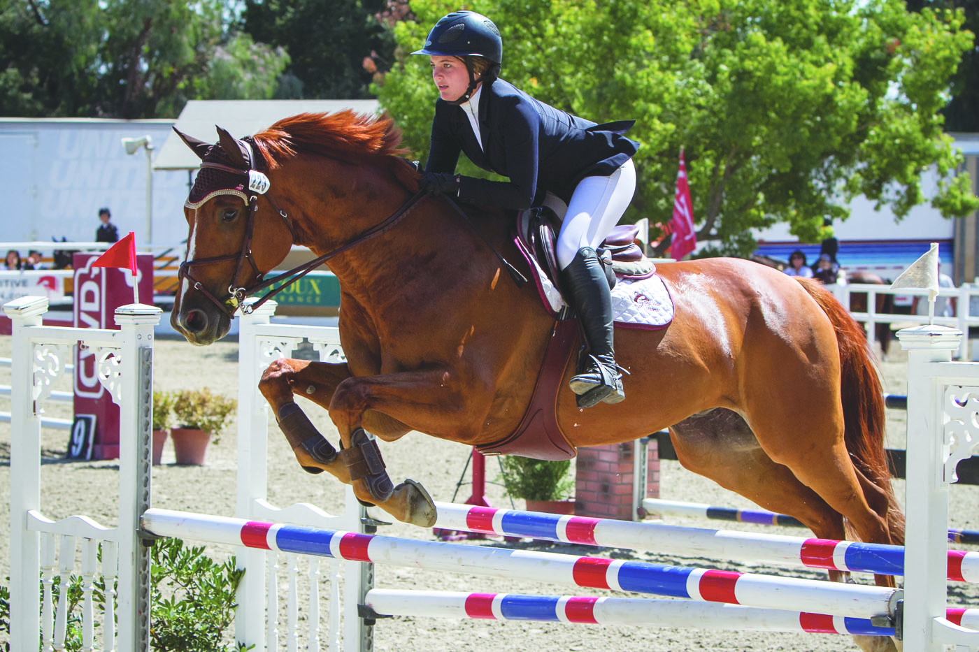 Alex ’18 rides her horse at the Flintridge Riding Club in La Cañada.