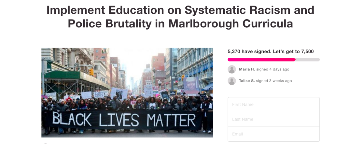 Petition to implement education on systematic racism and police brutality in Marlborough curricula