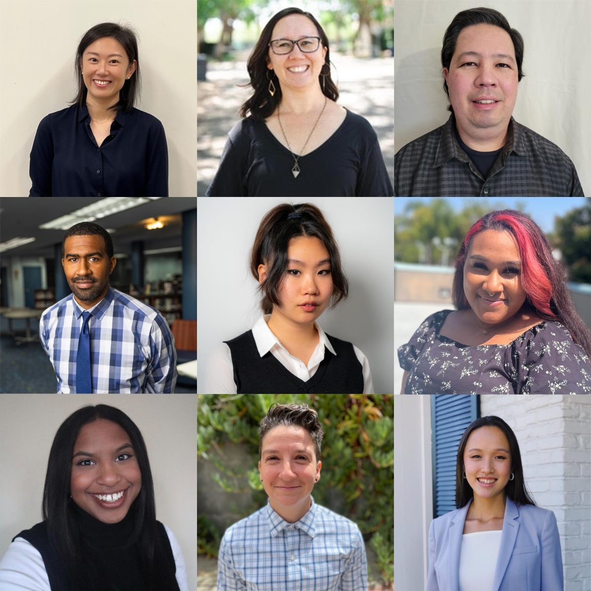 From left to right, top to bottom: Yolanda Wu, Leslie Blanchette, Jason Moss, Brandon Lincoln, Leah Whang, Ari Roby, Cristina Lopez-Green, Jules Favorito and Lauren Choi.
