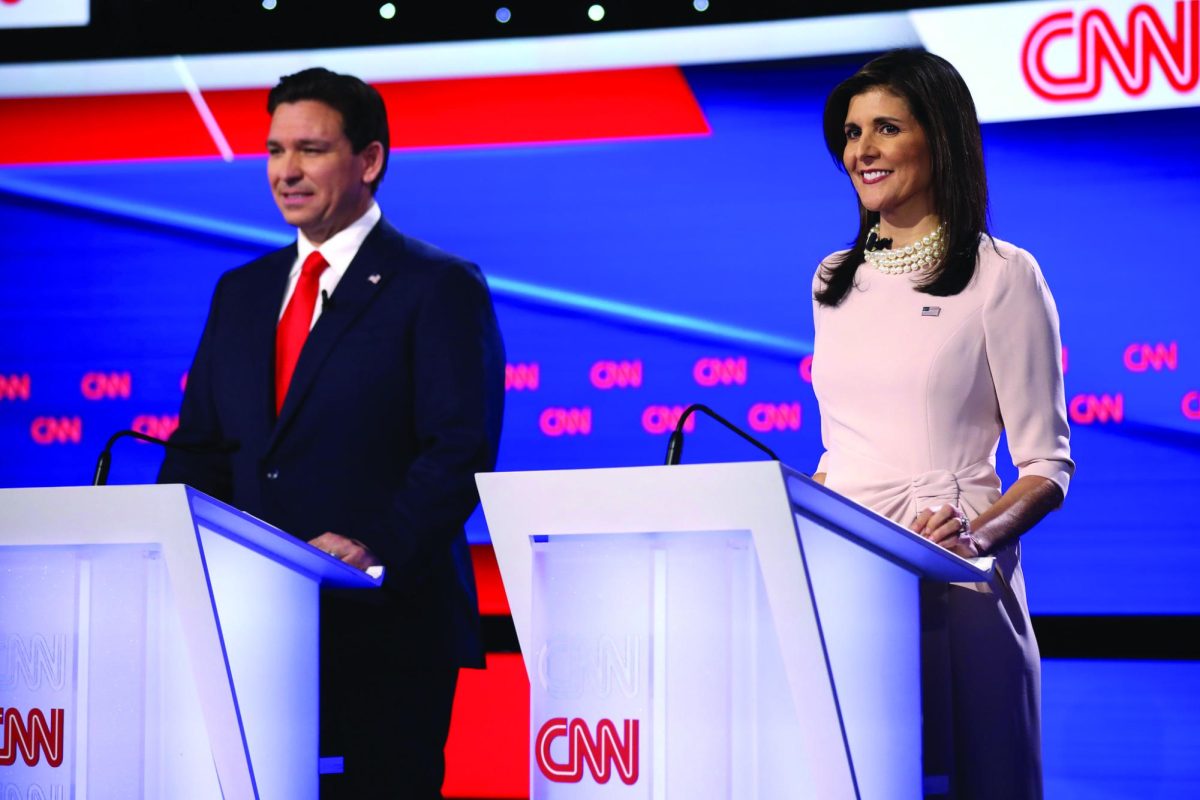 2024 GOP Candidates Ron Desantis and Nikki Haley at the CNN Republican Presidential Debate on Jan. 10.