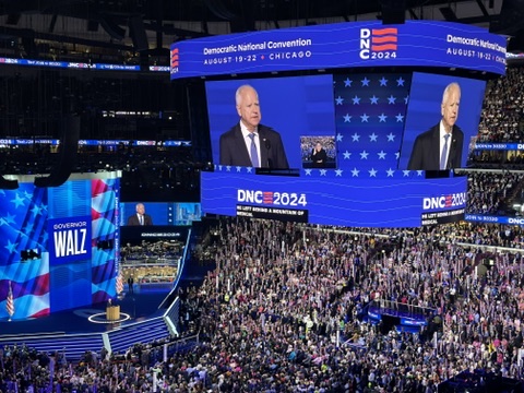 Minnesota Gov. Tim Walz delivers his acceptance speech at night three of the DNC.