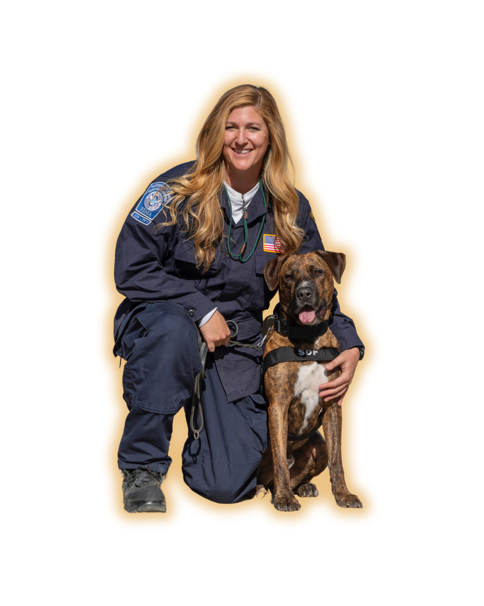 Los Angeles Firefighter Kristine Priebe and her K9 Emmet. 