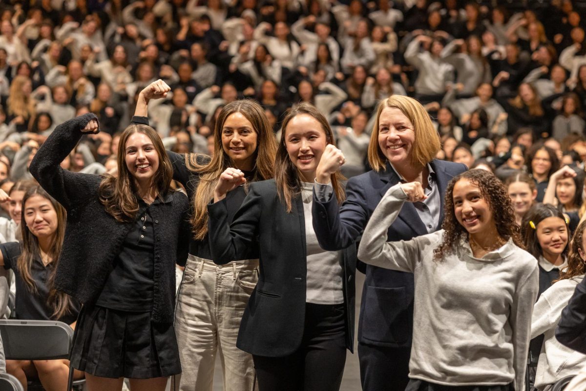 Mimi ’26, Dre Taylor Lindsay ’06, Lauren Choi ’16, Terry Johnson ’85 and Ava ’26 celebrate International Womens’ Day.